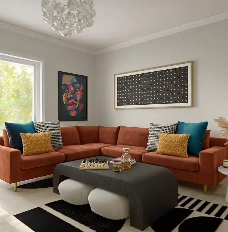 Contemporary, Modern, Glam, Classic Contemporary Living Room Design by Havenly Interior Designer Alyssa